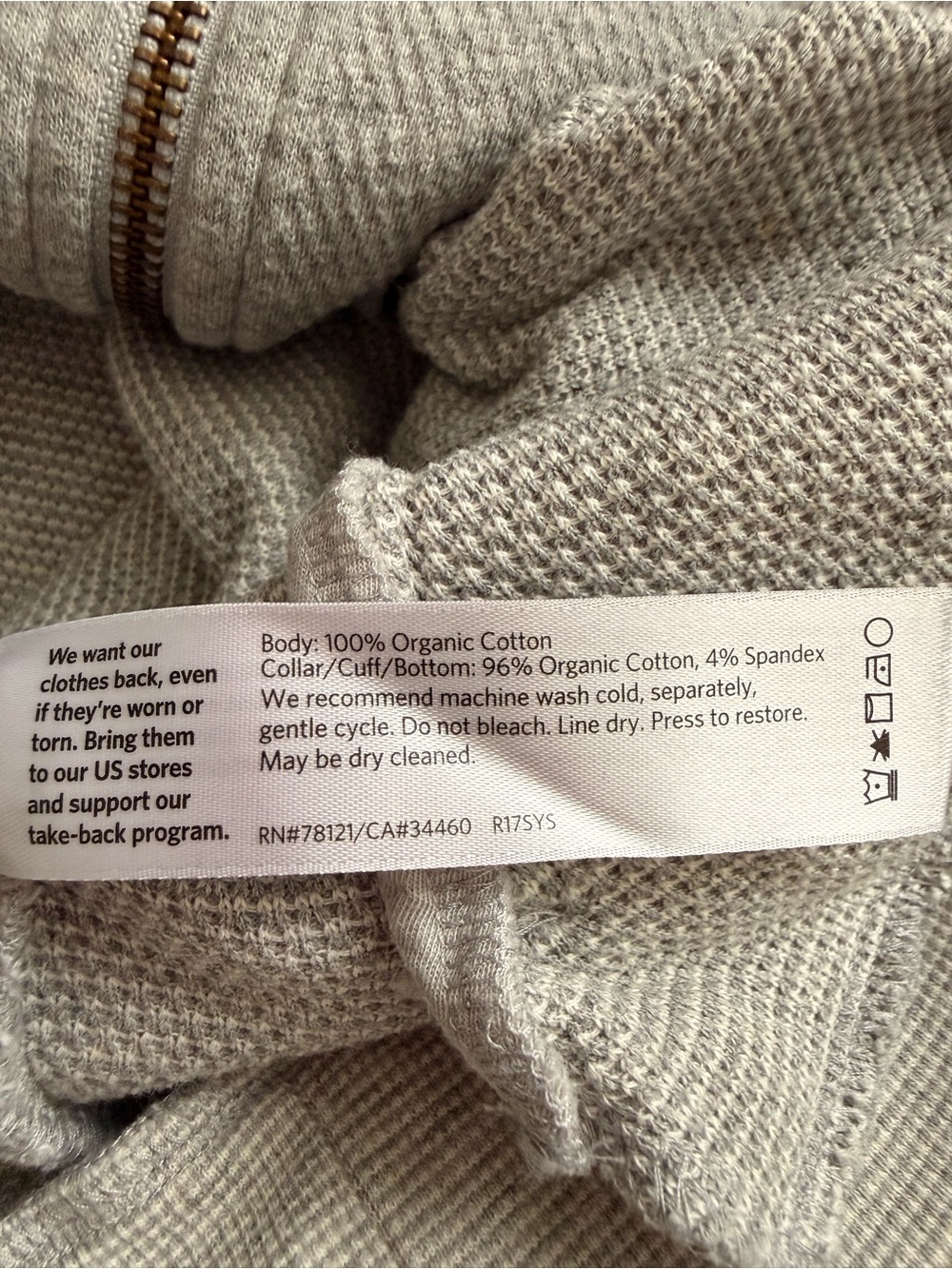 Eileen Fisher Light Gray Organic Cotton Crewneck Knit Bomber-style Jacket, sz L - Picture 9 of 9